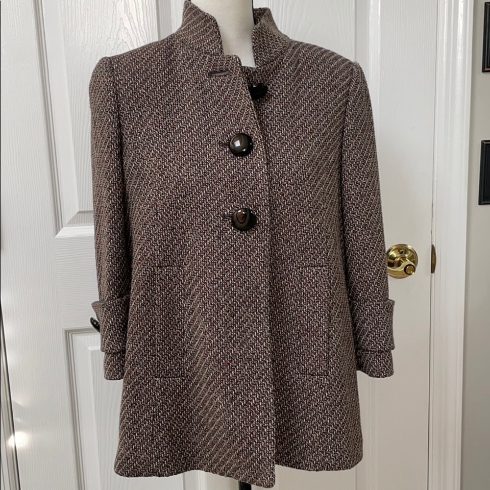 Tahari Brown Tweed Jacket-Blazer